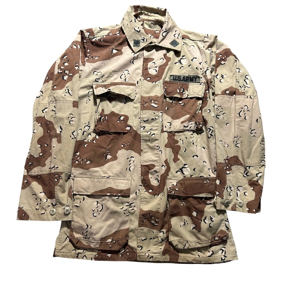 US Military Combat Coat Mens Small X-Long Tan Chocolate Chip Desert Camo Jacket